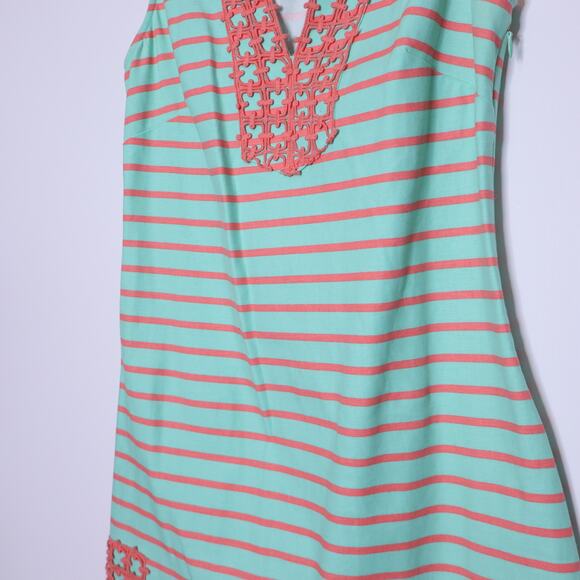 SAIL TO SABLE Coral Embroidered Tunic Dress Mint Stripe Collared Women's XS - Picture 5 of 12